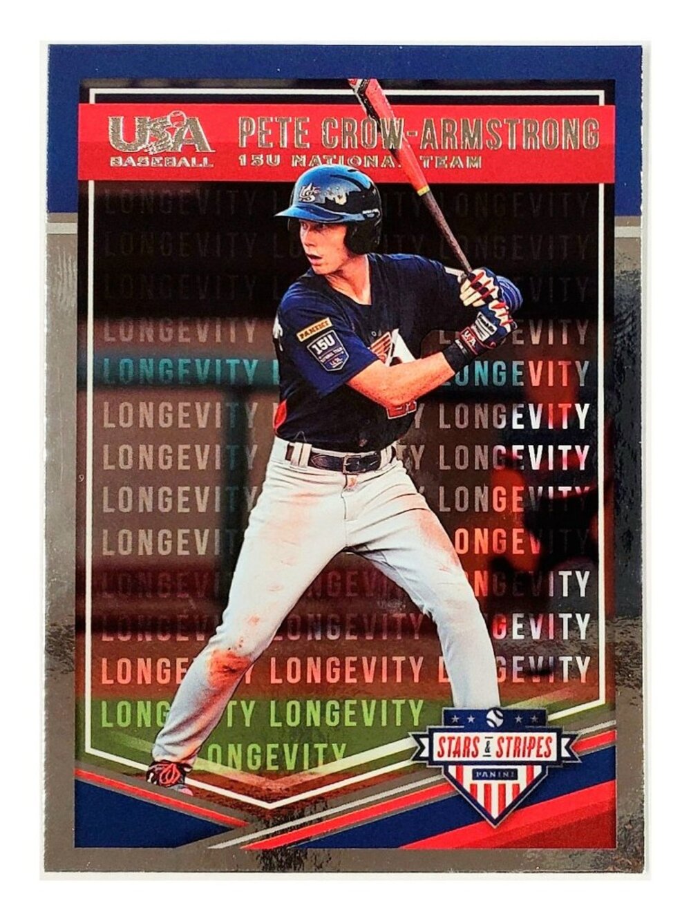 PETE CROW-ARMSTRONG ROOKIE LONGEVITY FOIL 2018 PANINI STARS & STRIPES #64, PCA!